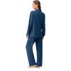 imageEkouaer Button Down Pajamas Women Long Sleeve Pajama Sets Soft Button Up Pjs Sets 2 Piece Loungewear with PocketsNavy Blue