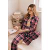 imageEkouaer Button Down Pajamas Women Long Sleeve Pajama Sets Soft Button Up Pjs Sets 2 Piece Loungewear with PocketsPink and Black Plaid