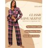 imageEkouaer Button Down Pajamas Women Long Sleeve Pajama Sets Soft Button Up Pjs Sets 2 Piece Loungewear with PocketsPink and Black Plaid