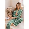 imageEkouaer Button Down Pajamas Women Long Sleeve Pajama Sets Soft Button Up Pjs Sets 2 Piece Loungewear with PocketsPink and Green Plaid