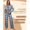 imageEkouaer Button Down Pajamas Women Long Sleeve Pajama Sets Soft Button Up Pjs Sets 2 Piece Loungewear with PocketsPurple and Blue Plaid