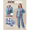 imageEkouaer Button Down Pajamas Women Long Sleeve Pajama Sets Soft Button Up Pjs Sets 2 Piece Loungewear with PocketsPurple and Blue Plaid