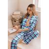 imageEkouaer Button Down Pajamas Women Long Sleeve Pajama Sets Soft Button Up Pjs Sets 2 Piece Loungewear with PocketsPurple and Blue Plaid