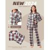 imageEkouaer Button Down Pajamas Women Long Sleeve Pajama Sets Soft Button Up Pjs Sets 2 Piece Loungewear with PocketsRed and Blue Plaid