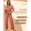 imageEkouaer Button Down Pajamas Women Long Sleeve Pajama Sets Soft Button Up Pjs Sets 2 Piece Loungewear with PocketsRed and Pink Plaid