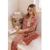 imageEkouaer Button Down Pajamas Women Long Sleeve Pajama Sets Soft Button Up Pjs Sets 2 Piece Loungewear with PocketsRed and Pink Plaid