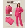 imageEkouaer Button Down Pajamas Women Long Sleeve Pajama Sets Soft Button Up Pjs Sets 2 Piece Loungewear with PocketsRose Red