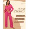 imageEkouaer Button Down Pajamas Women Long Sleeve Pajama Sets Soft Button Up Pjs Sets 2 Piece Loungewear with PocketsRose Red