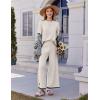 imageEkouaer Lounge Set for Women 2 Piece Sets Loungewear Set Outfits Knit Sweater Sets Wide Leg Long Pants Pajama SetApricot