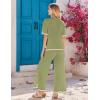 imageEkouaer Lounge Set for Women 2 Piece Sets Loungewear Set Outfits Knit Sweater Sets Wide Leg Long Pants Pajama SetArmy Green