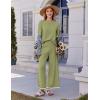 imageEkouaer Lounge Set for Women 2 Piece Sets Loungewear Set Outfits Knit Sweater Sets Wide Leg Long Pants Pajama SetArmy Green