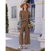 imageEkouaer Lounge Set for Women 2 Piece Sets Loungewear Set Outfits Knit Sweater Sets Wide Leg Long Pants Pajama SetBrown