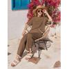 imageEkouaer Lounge Set for Women 2 Piece Sets Loungewear Set Outfits Knit Sweater Sets Wide Leg Long Pants Pajama SetBrown