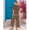 imageEkouaer Lounge Set for Women 2 Piece Sets Loungewear Set Outfits Knit Sweater Sets Wide Leg Long Pants Pajama SetBrown