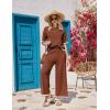 imageEkouaer Lounge Set for Women 2 Piece Sets Loungewear Set Outfits Knit Sweater Sets Wide Leg Long Pants Pajama SetCaramel