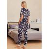 imageEkouaer Pajamas Set Womens 2 Piece Lounge Set Short Sleeve Pjs Joggers Pants Sleepwear with PocketsBlack Flower