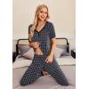 imageEkouaer Pajamas Set Womens 2 Piece Lounge Set Short Sleeve Pjs Joggers Pants Sleepwear with PocketsBlack Plaid