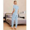 imageEkouaer Pajamas Set Womens 2 Piece Lounge Set Short Sleeve Pjs Joggers Pants Sleepwear with PocketsBlue Cashew