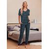 imageEkouaer Pajamas Set Womens 2 Piece Lounge Set Short Sleeve Pjs Joggers Pants Sleepwear with PocketsBlue Purple Plaid