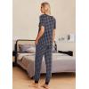 imageEkouaer Pajamas Set Womens 2 Piece Lounge Set Short Sleeve Pjs Joggers Pants Sleepwear with PocketsBlue Purple Plaid