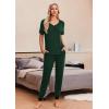 imageEkouaer Pajamas Set Womens 2 Piece Lounge Set Short Sleeve Pjs Joggers Pants Sleepwear with PocketsDark Green