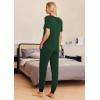 imageEkouaer Pajamas Set Womens 2 Piece Lounge Set Short Sleeve Pjs Joggers Pants Sleepwear with PocketsDark Green