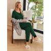 imageEkouaer Pajamas Set Womens 2 Piece Lounge Set Short Sleeve Pjs Joggers Pants Sleepwear with PocketsDark Green