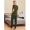 imageEkouaer Pajamas Set Womens 2 Piece Lounge Set Short Sleeve Pjs Joggers Pants Sleepwear with PocketsDeep Army Green