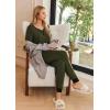 imageEkouaer Pajamas Set Womens 2 Piece Lounge Set Short Sleeve Pjs Joggers Pants Sleepwear with PocketsDeep Army Green