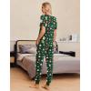 imageEkouaer Pajamas Set Womens 2 Piece Lounge Set Short Sleeve Pjs Joggers Pants Sleepwear with PocketsGreen Christmassanta