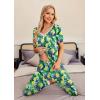 imageEkouaer Pajamas Set Womens 2 Piece Lounge Set Short Sleeve Pjs Joggers Pants Sleepwear with PocketsGreen Lemon