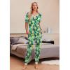 imageEkouaer Pajamas Set Womens 2 Piece Lounge Set Short Sleeve Pjs Joggers Pants Sleepwear with PocketsGreen Lemon