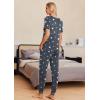 imageEkouaer Pajamas Set Womens 2 Piece Lounge Set Short Sleeve Pjs Joggers Pants Sleepwear with PocketsGrey Stars