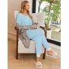imageEkouaer Pajamas Set Womens 2 Piece Lounge Set Short Sleeve Pjs Joggers Pants Sleepwear with PocketsLight Blue