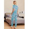 imageEkouaer Pajamas Set Womens 2 Piece Lounge Set Short Sleeve Pjs Joggers Pants Sleepwear with PocketsLight Blue Flower