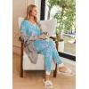imageEkouaer Pajamas Set Womens 2 Piece Lounge Set Short Sleeve Pjs Joggers Pants Sleepwear with PocketsLight Blue Flower