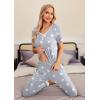 imageEkouaer Pajamas Set Womens 2 Piece Lounge Set Short Sleeve Pjs Joggers Pants Sleepwear with PocketsLight Gray Star