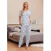 imageEkouaer Pajamas Set Womens 2 Piece Lounge Set Short Sleeve Pjs Joggers Pants Sleepwear with PocketsLight Gray Star