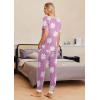 imageEkouaer Pajamas Set Womens 2 Piece Lounge Set Short Sleeve Pjs Joggers Pants Sleepwear with PocketsLight Purple Flower