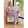imageEkouaer Pajamas Set Womens 2 Piece Lounge Set Short Sleeve Pjs Joggers Pants Sleepwear with PocketsLight Purple Flower