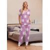 imageEkouaer Pajamas Set Womens 2 Piece Lounge Set Short Sleeve Pjs Joggers Pants Sleepwear with PocketsLight Purple Flower