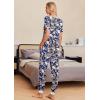 imageEkouaer Pajamas Set Womens 2 Piece Lounge Set Short Sleeve Pjs Joggers Pants Sleepwear with PocketsNavy Blue Flower