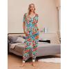 imageEkouaer Pajamas Set Womens 2 Piece Lounge Set Short Sleeve Pjs Joggers Pants Sleepwear with PocketsOrange Flower