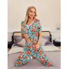 imageEkouaer Pajamas Set Womens 2 Piece Lounge Set Short Sleeve Pjs Joggers Pants Sleepwear with PocketsOrange Flower