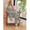 imageEkouaer Pajamas Set Womens 2 Piece Lounge Set Short Sleeve Pjs Joggers Pants Sleepwear with PocketsOrange Flower