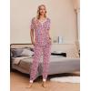 imageEkouaer Pajamas Set Womens 2 Piece Lounge Set Short Sleeve Pjs Joggers Pants Sleepwear with PocketsPink Love Leopard