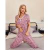 imageEkouaer Pajamas Set Womens 2 Piece Lounge Set Short Sleeve Pjs Joggers Pants Sleepwear with PocketsPink Love Leopard