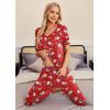 imageEkouaer Pajamas Set Womens 2 Piece Lounge Set Short Sleeve Pjs Joggers Pants Sleepwear with PocketsRed Christmas