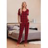 imageEkouaer Pajamas Set Womens 2 Piece Lounge Set Short Sleeve Pjs Joggers Pants Sleepwear with PocketsRed Plaid