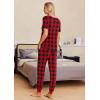 imageEkouaer Pajamas Set Womens 2 Piece Lounge Set Short Sleeve Pjs Joggers Pants Sleepwear with PocketsRed Plaid
